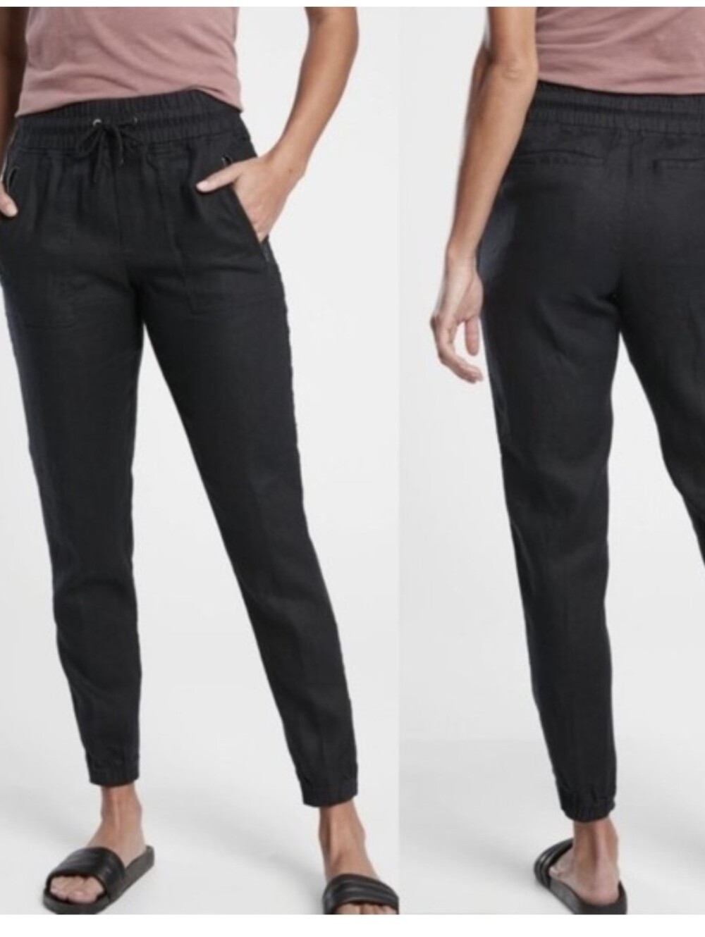 Athleta Cabo Linen Joggers Black Size 4